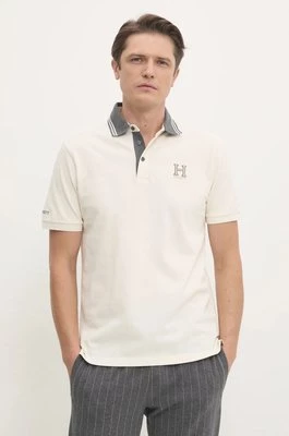 Hackett London polo męski kolor beżowy gładki HM563381