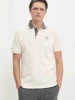 Hackett London polo męski kolor beżowy gładki HM563381