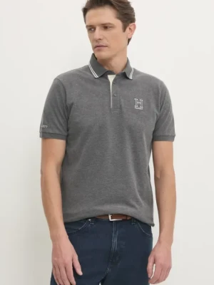 Hackett London polo męski kolor szary gładki HM563381