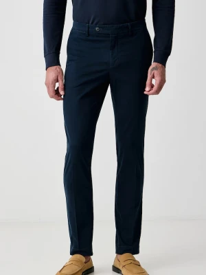 Hackett London spodnie chinos męskie bawełniane z elastanem granatowy
