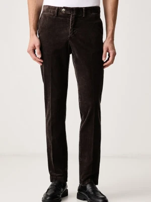 Hackett London spodnie chinos męskie sztruksowe brązowy