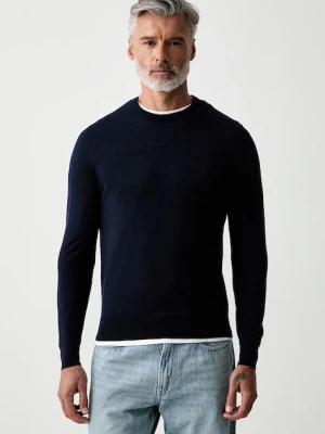 Hackett London sweter męski z wełny merino granatowy