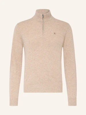 Hackett London Sweter Typu Troyer beige JASNOBRĄZOWY