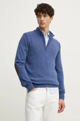 Hackett London sweter wełniany męski kolor fioletowy lekki z golferm HM703239