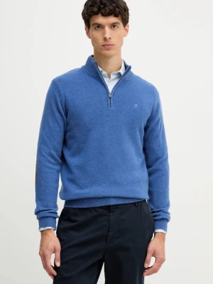 Hackett London sweter wełniany męski kolor granatowy HM7000078