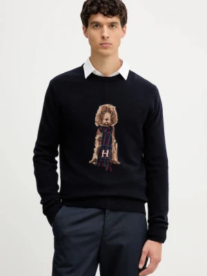 Hackett London sweter wełniany męski kolor granatowy lekki HM7000051
