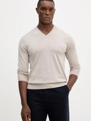 Hackett London sweter z wełną męski kolor beżowy lekki HM7000001
