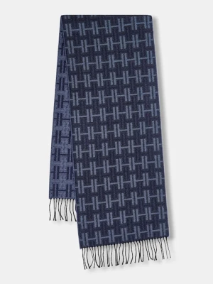 Hackett London szalik wełniany kolor granatowy wzorzysty HM0400023