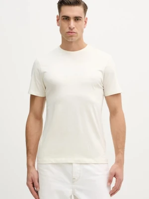 Hackett London t-shirt bawełniany męski kolor beżowy gładki HM5000056