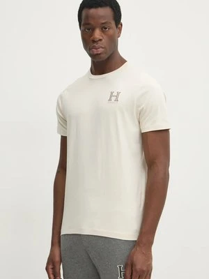 Hackett London t-shirt bawełniany męski kolor beżowy z aplikacją HM500858