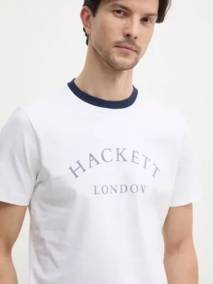 Zdjęcie produktu Hackett London t-shirt bawełniany męski kolor biały z nadrukiem HM500893