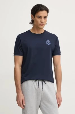 Hackett London t-shirt bawełniany męski kolor granatowy z aplikacją HM500846