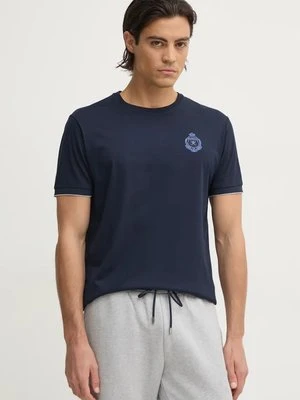 Hackett London t-shirt bawełniany męski kolor granatowy z aplikacją HM500846