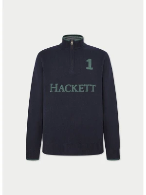 Hackett London Wełniany sweter w kolorze granatowym rozmiar: L