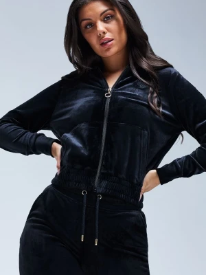 Haftowa bluza z kapturem Siksilk Velor - Czarna