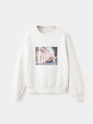 Haftowana bluza z nadrukiem jasnoszary - Dzieci - lata - MANGO KIDS