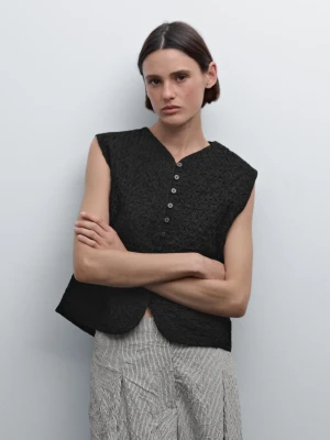 Haftowana Kamizelka - Czarny - - Massimo Dutti - Kobieta