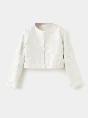 Haftowana lniana marynarka z cekinami beżowy - Dzieci - - MANGO KIDS