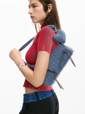 Haftowana torba z denimu Desigual
