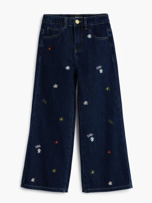 Haftowane dżinsy cropped wide Desigual