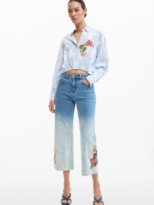 Haftowane jeansowe spodnie culotte Desigual