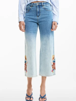 Haftowane jeansowe spodnie culotte Desigual