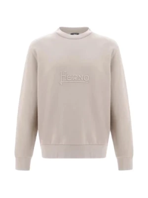 Haftowany Bawełniany Sweter z Logo Herno