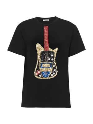 Haftowany T-shirt z Sequin Gitara Chloé