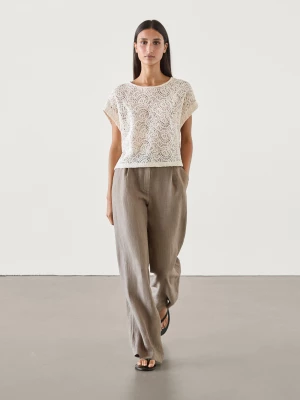 Haftowany Top Szydełkowy - Surowy - - Massimo Dutti - Kobieta