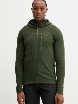 Haglöfs bluza outdoorowa Rosson kolor zielony z kapturem gładka 607605