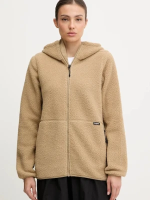 Haglöfs bluza polarowa Funäs damska kolor brązowy z kapturem gładka 607818