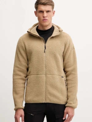 Haglöfs bluza polarowa Funäs męska kolor beżowy z kapturem gładka 607817