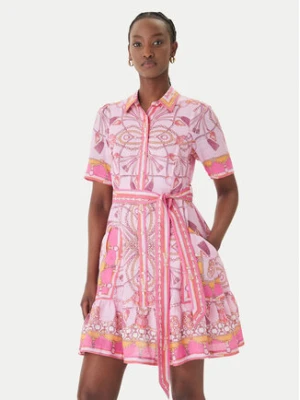 Hale Bob Sukienka letnia with linen Aula 61SG670A Różowy Regular Fit