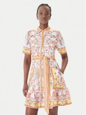 Hale Bob Sukienka letnia with linen Aula 61SG670A Żółty Regular Fit