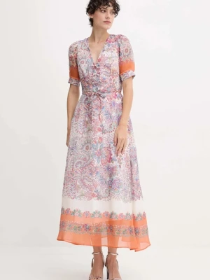 Hale BOB sukienka z dodatkiem jedwabiu kolor różowy maxi rozkloszowana 55AL612M