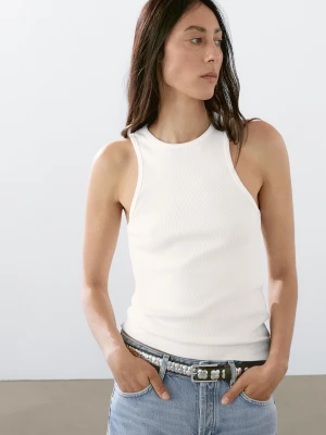 Halter Neck Top - Biały Złamany - - Massimo Dutti - Female