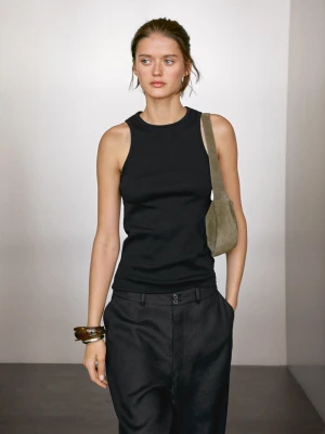 Halter Neck Top - Czarny - - Massimo Dutti - Female