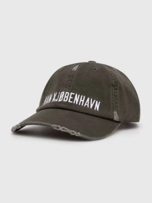 Han Kjøbenhavn czapka z daszkiem bawełniana Distressed Signature Cap kolor zielony z aplikacją A-132999