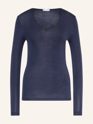 Hanro Koszulka Z Długim Rękawem Woolen Silk Z Wełny Merino Z Dodatkiem Jedwabiu blau