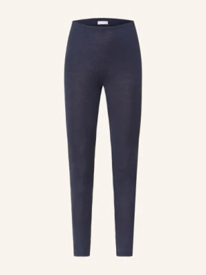 Hanro Legginsy Rekreacyjne Woolen Silk Z Wełny Merino Z Dodatkiem Jedwabiu blau