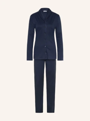 Hanro Piżama Cotton Silk blau GRANATOWY