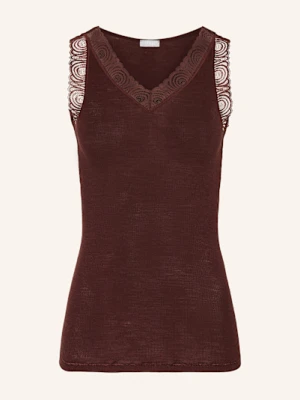 Hanro Top Woolen Lace Z Wełny Merino Z Dodatkiem Jedwabiu braun