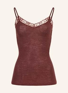 Hanro Top Woolen Lace Z Wełny Merino Z Koronką braun
