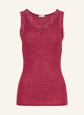 Hanro Top Woolen Lace Z Wełny Merino Z Koronką pink