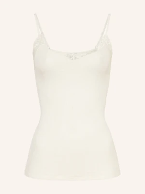 Hanro Top Woolen Lace Z Wełny Merino Z Koronką weiss
