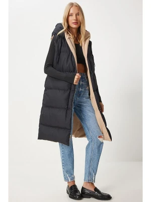 Happiness Istanbul Dwustronna kamizelka w kolorze czarno-beżowym rozmiar: 38