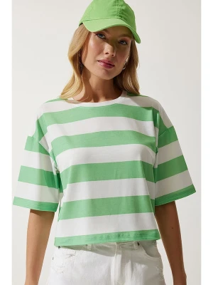 Happiness Istanbul Koszulka w kolorze biało-zielonym rozmiar: 38