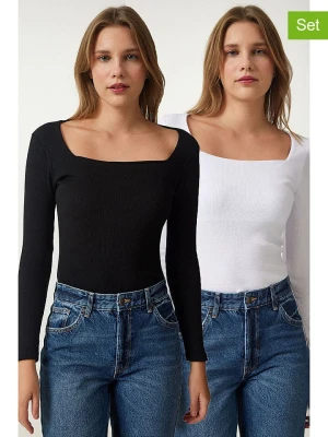 Happiness Istanbul Koszulki (2 szt.) w kolorze czarnym i białym rozmiar: S/M