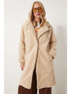 Happiness Istanbul Płaszcz pluszowy w kolorze beżowym rozmiar: 38