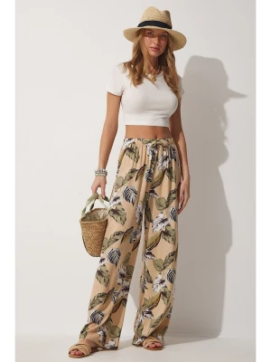 Happiness Istanbul Spodnie w kolorze beżowo-oliwkowym rozmiar: 36
